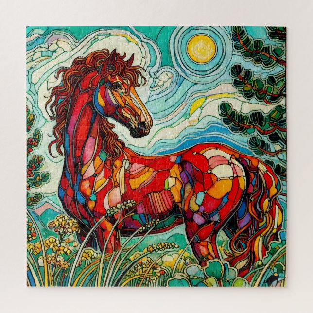 Horse in the Grass 600 Piece Puzzle (Vertical)