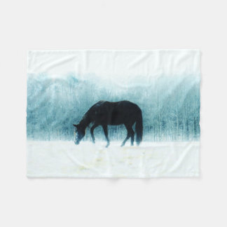 horse in the mist fleece blanket