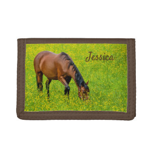 Horse in the Nature Personalized Name Tri-fold Wallet