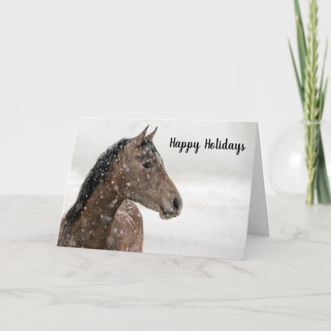 Horse in the Snow Holiday Card Christmas (Front)