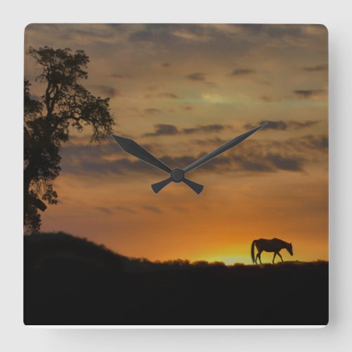 Horse in the Sunset Clock