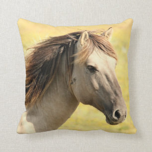 Horse in the wild throw pillow