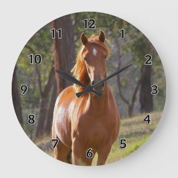 Horse In The Woods Large Clock by bonfireanimals at Zazzle
