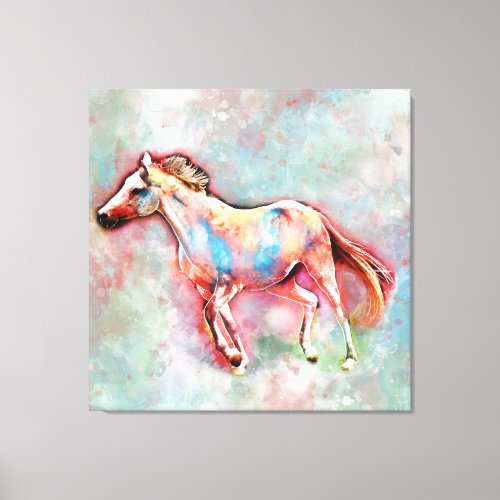 Horse in watercolor canvas print