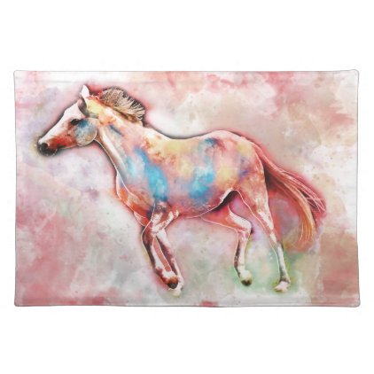 Horse in watercolor cloth placemat