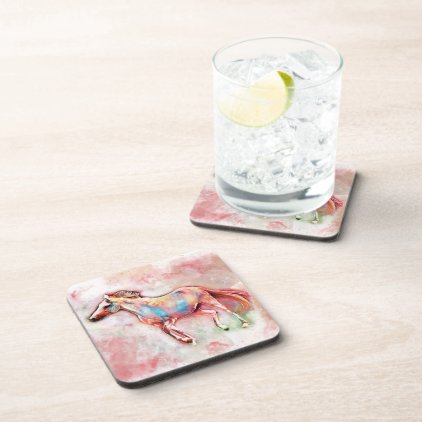 Horse in watercolor drink coaster