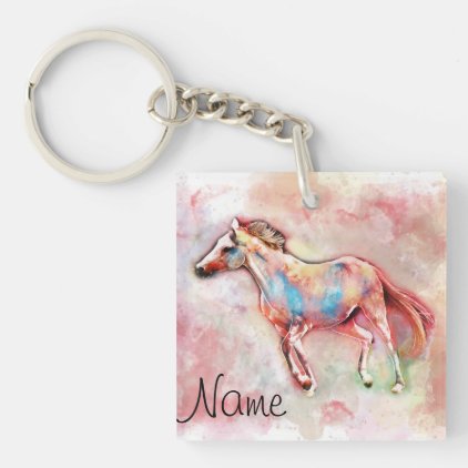 Horse in watercolor keychain