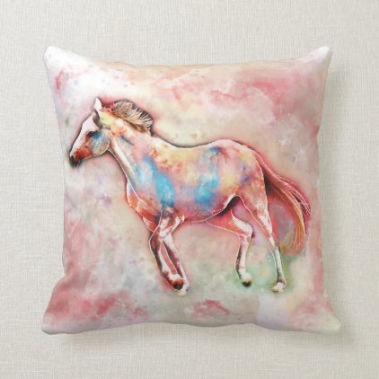 Horse in watercolor throw pillow