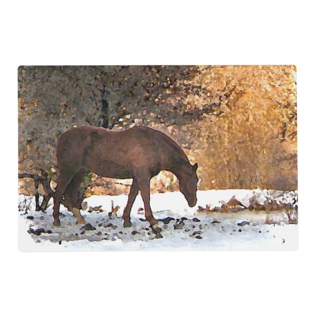 Horse in Winter Laminated Placemat (Front)