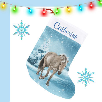 Horse In Winter Scene Custom Stocking by RODEODAYS at Zazzle