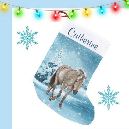 Horse In Winter Scene Custom Stocking
