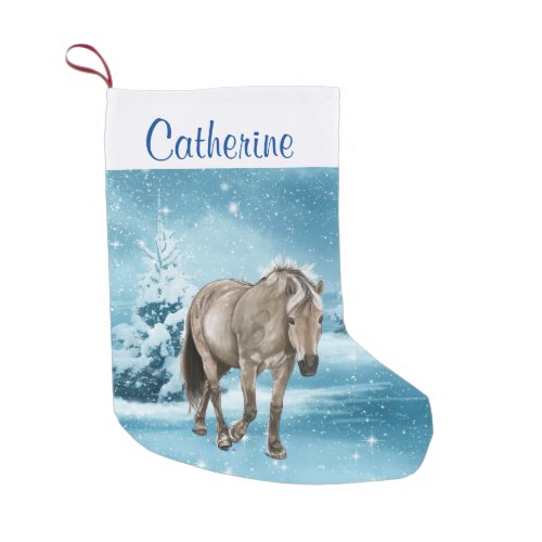 Horse In Winter Scene Custom Stocking 2 Side Print