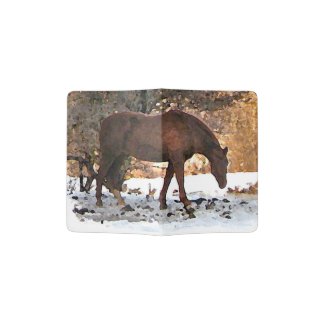 Horse in Winter Snow Passport Holder