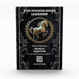 Horse industry certificate excellence Black Silver Acrylic Award