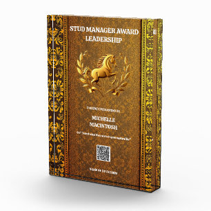 Horse industry certificate excellence gold logo acrylic award