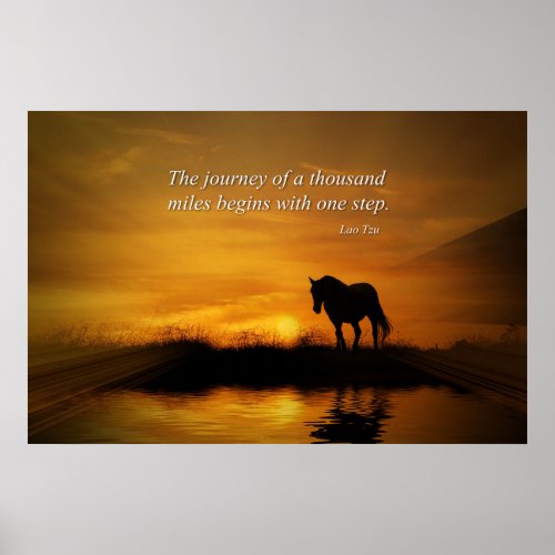 Horse Inspirational Lao Tzu Journey 1000 Miles Poster