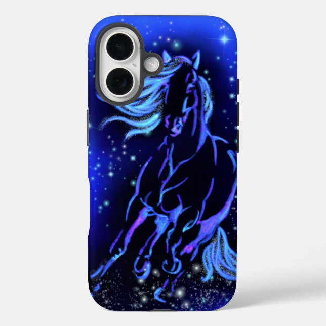 Horse iPhone Case Running In Blue Moonlight (Back)