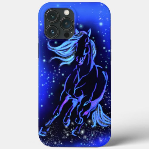 Horse iPhone Case Running In Blue Moonlight Night