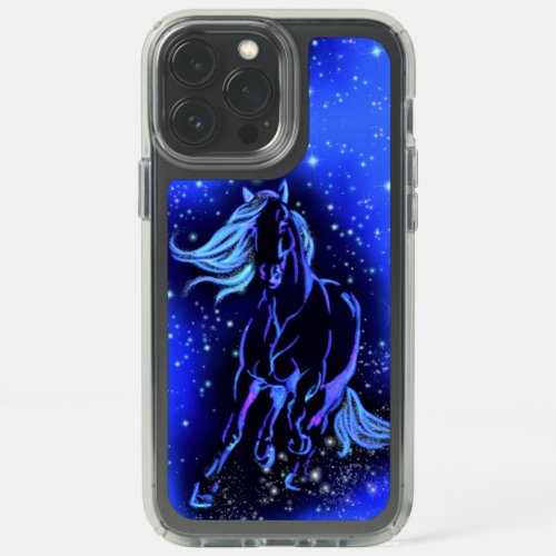 Horse iPhone Case Running In Blue Starry Night