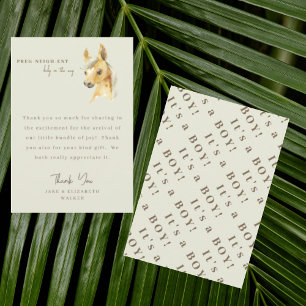 Horse It's a Boy Baby Shower Message Thank You  Card