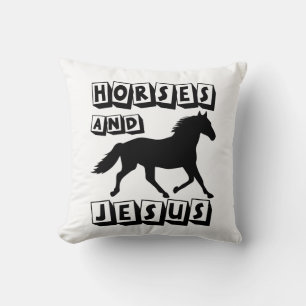 Horse & Jesus Christian Western Country Christian Throw Pillow