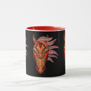 Horse jewel colorful cowgirl black brown red mug