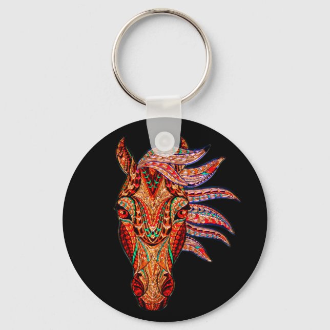 Horse jewel mosaic colorful cowgirl equestrian keychain (Front)