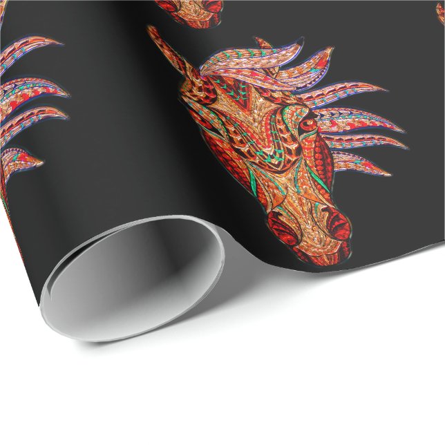 Horse jewel mosaic colorful cowgirl equestrian wrapping paper (Roll Corner)