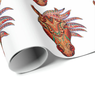Horse jewel mosaic colorful cowgirl equestrian wrapping paper