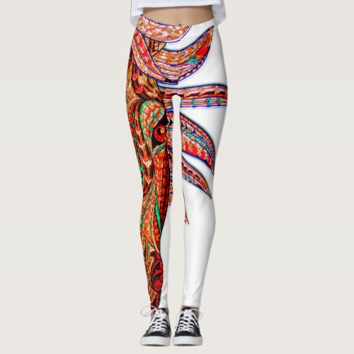 Horse jewel mosaic colorful cowgirl red brown blue leggings