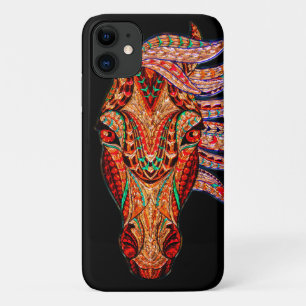 Horse jewel mosaic cowgirl equestrian black red iPhone 11 case