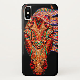 Horse jewel mosaic look colorful cowgirl black iPhone x case