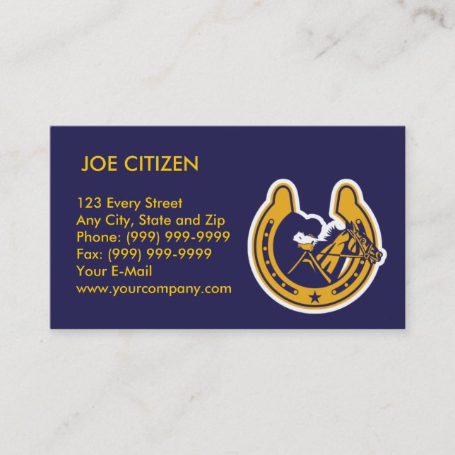 horse jockey racing horseshoe business card (Front)