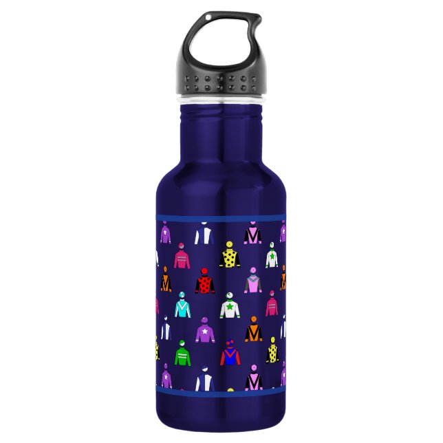 Horse Jockey Racing Silks Stainless Steel Water Bottle (Front)