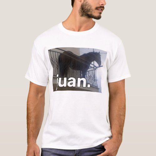 Horse Juan Meme on Balcony T_Shirt