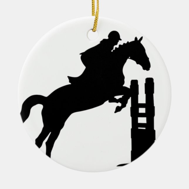 Horse Jump Silhouette Ceramic Ornament (Front)