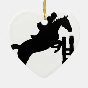 Horse Jump Silhouette Ceramic Ornament