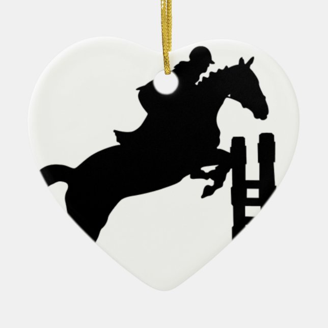 Horse Jump Silhouette Ceramic Ornament (Front)