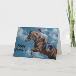 Horse Jumping and Clouds Card