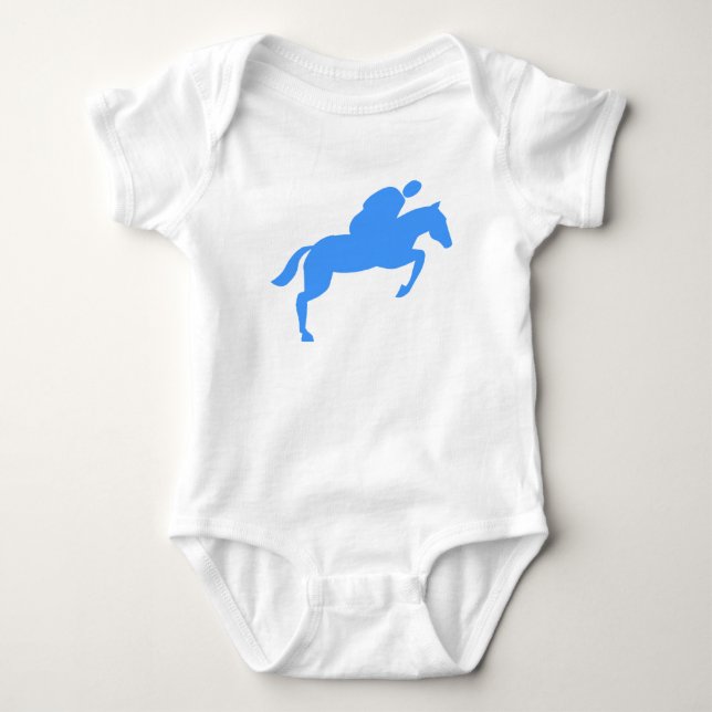 Horse Jumping - Baby Blue Baby Bodysuit (Front)