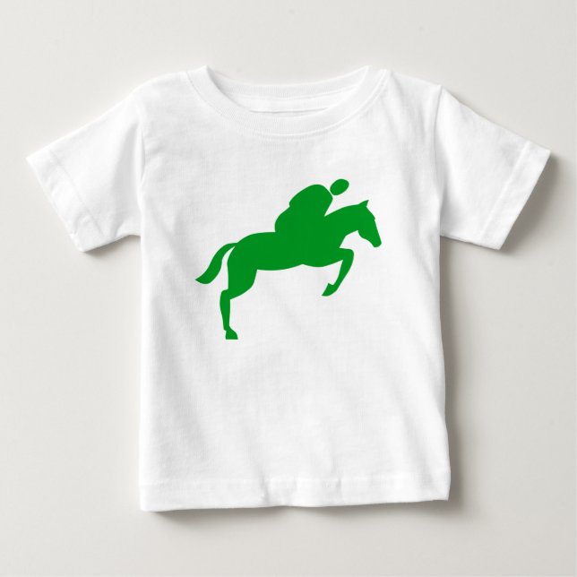 Horse Jumping - Grass Green Baby T-Shirt (Front)