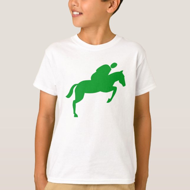 Horse Jumping - Grass Green T-Shirt (Front)