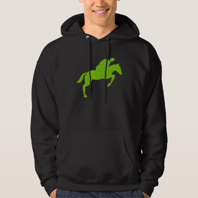 Horse Jumping - Martian Green Hoodie (Front)