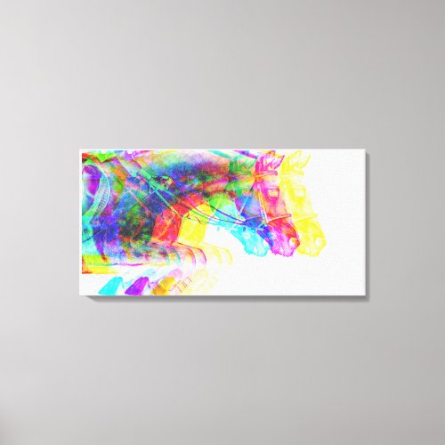 Horse Jumping Modern Colorful Canvas Print