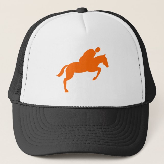 Horse Jumping - Orange Trucker Hat (Front)