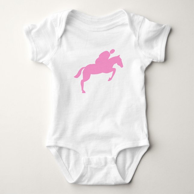 Horse Jumping - Pink Baby Bodysuit (Front)