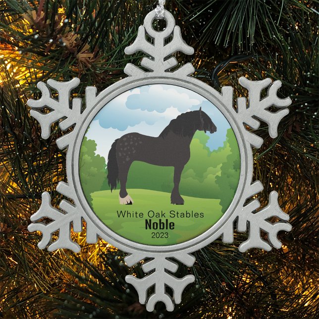 Horse Keepsake Customizable Breed and Text Snowflake Pewter Christmas Ornament (Creator Uploaded)