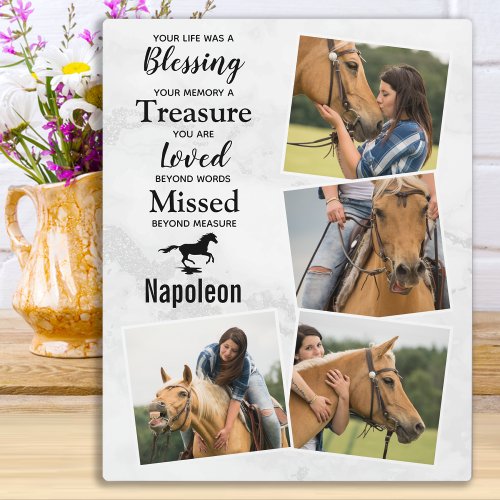 Horse Keepsake Memorial Photo Collage Plaque