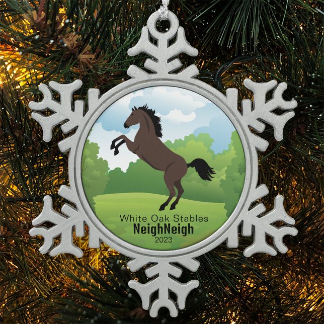 Horse Keepsake with Customizable Breed Text Snowflake Pewter Christmas Ornament (Creator Uploaded)