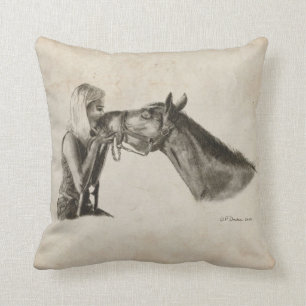 Horse Kisses Throw Pillow